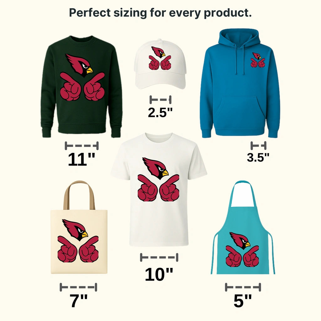 Arizona Cardinals Dual Pointing Hands Logo NFL Design - DTF Heat Transfer