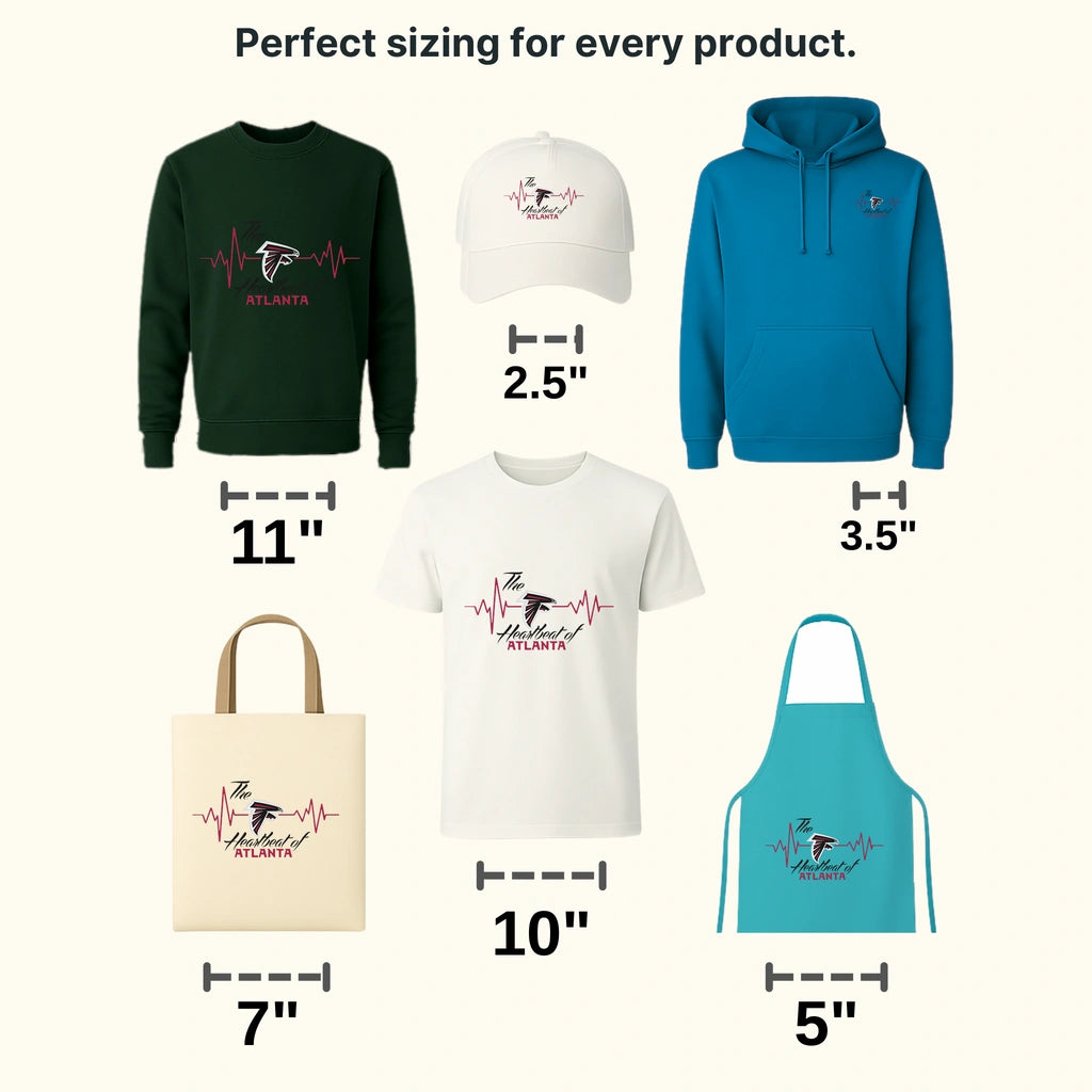 Atlanta Falcons Heartbeat Line Emblem NFL Design - DTF Heat Transfer