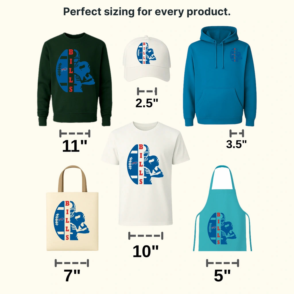 Buffalo Bills Football Player Silhouette Cutout NFL Design - DTF Heat Transfer