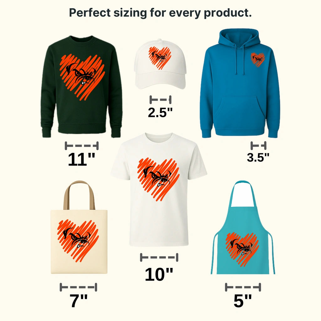 Cleveland Browns Scribble Heart Mascot NFL Design - DTF Heat Transfer