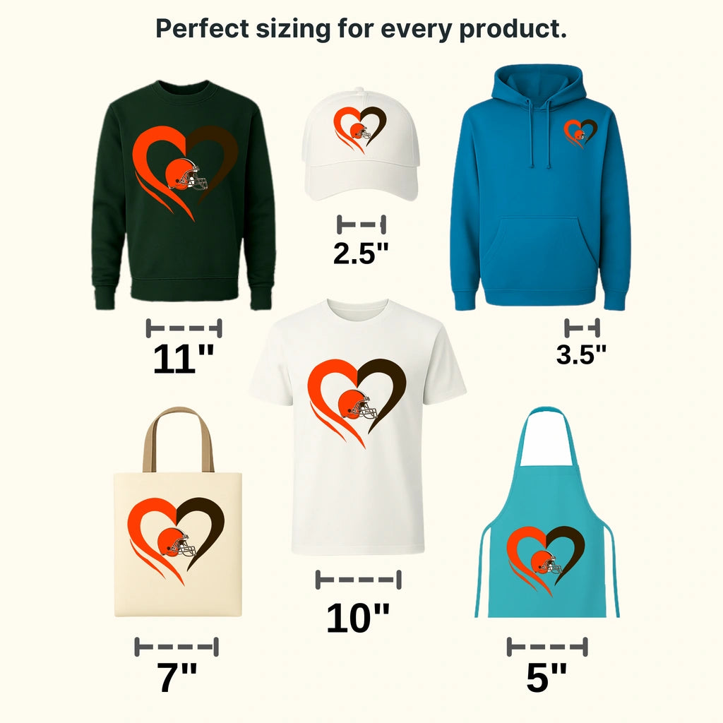 Cleveland Browns Heart Swirl Emblem NFL Design - DTF Heat Transfer