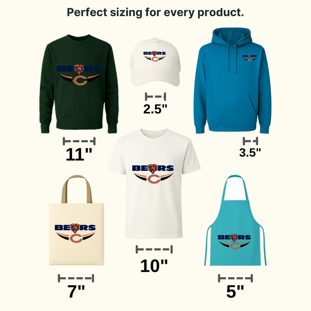 Chicago Bears Dual‑Color Heart & C‑Logo NFL Design - DTF Heat Transfer