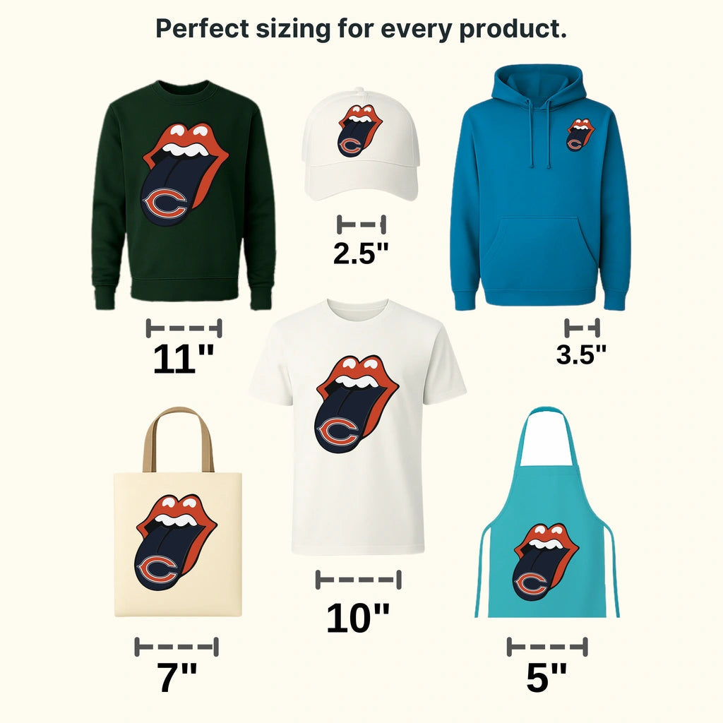 Chicago Bears Tongue & Lips Logo NFL Design - DTF Heat Transfer