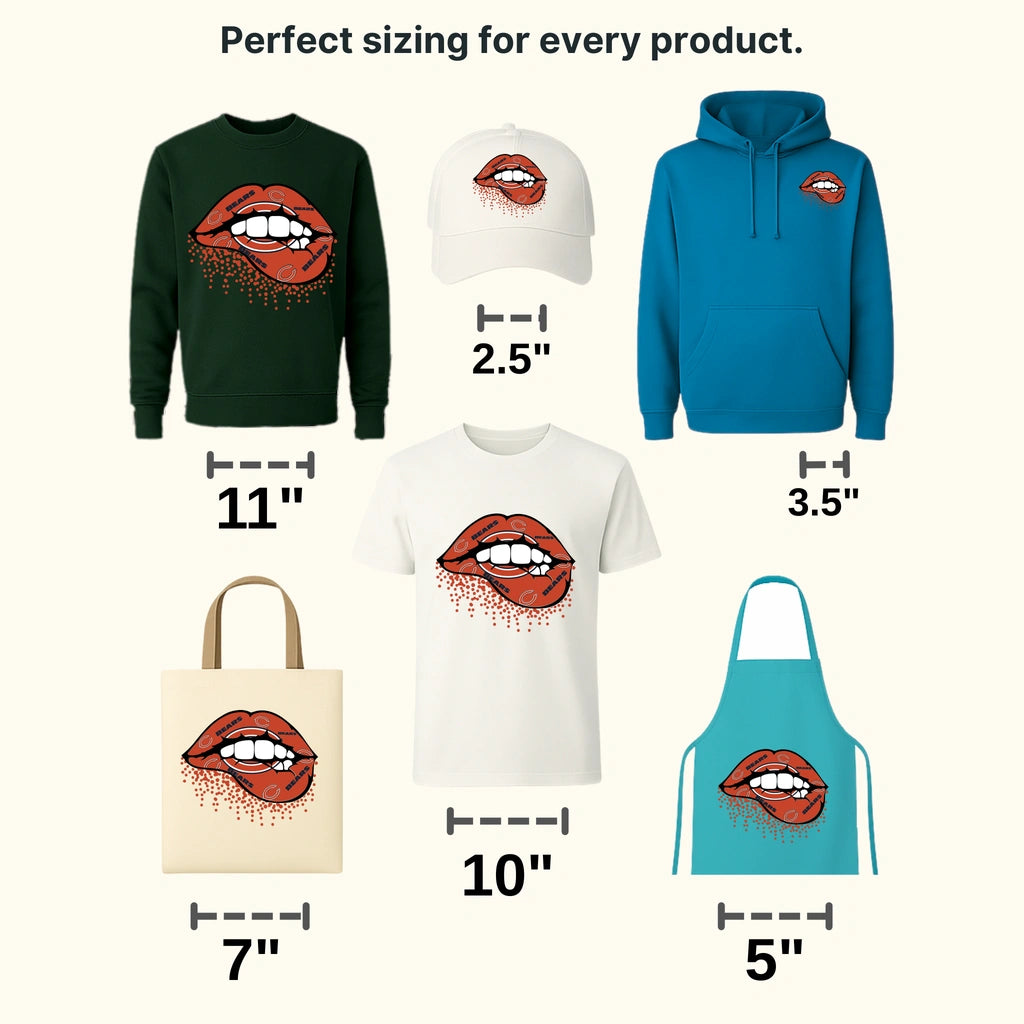 Chicago Bears Lip‑Bite Graphic NFL Design - DTF Heat Transfer