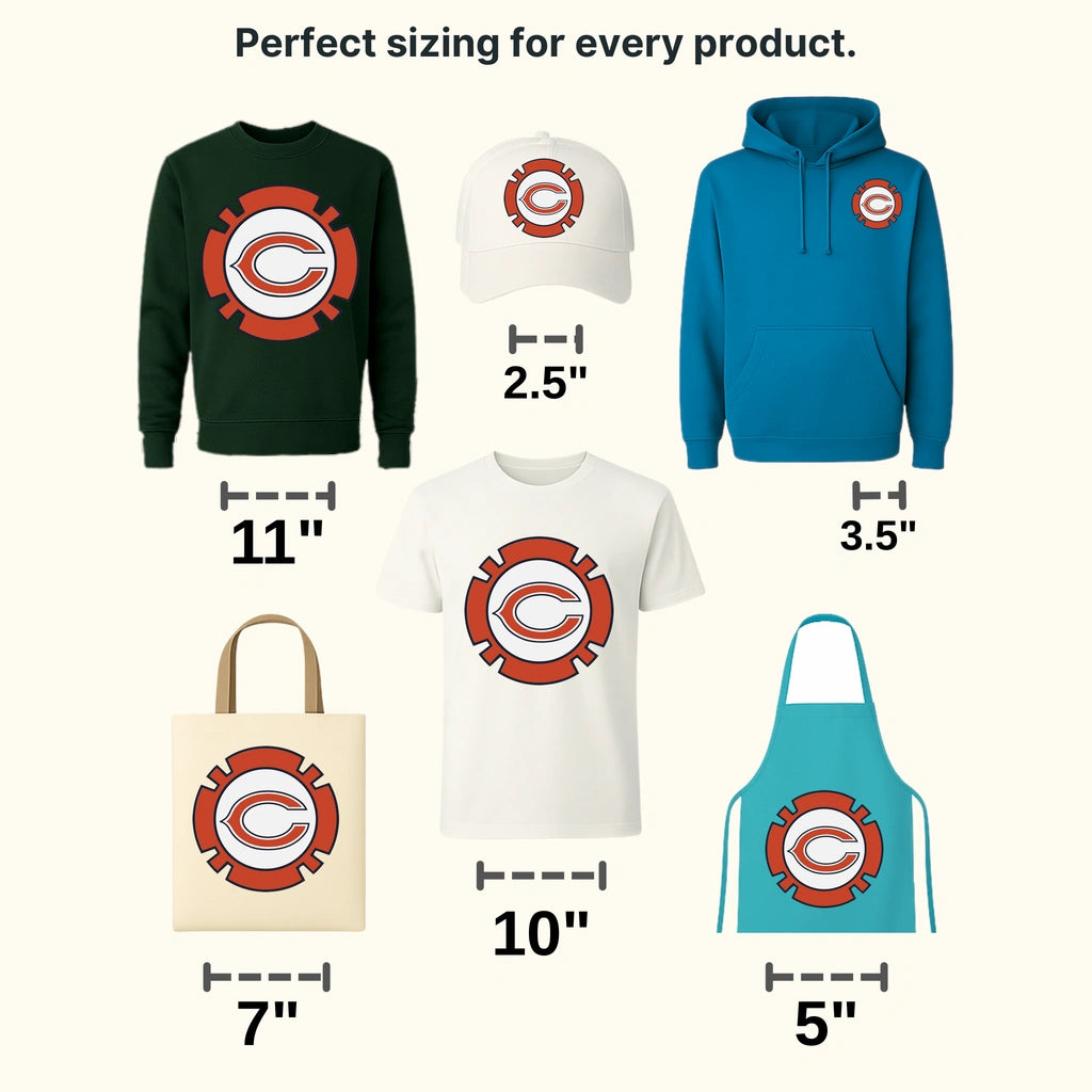 Chicago Bears Gear Cog C‑Logo Emblem NFL Design - DTF Heat Transfer