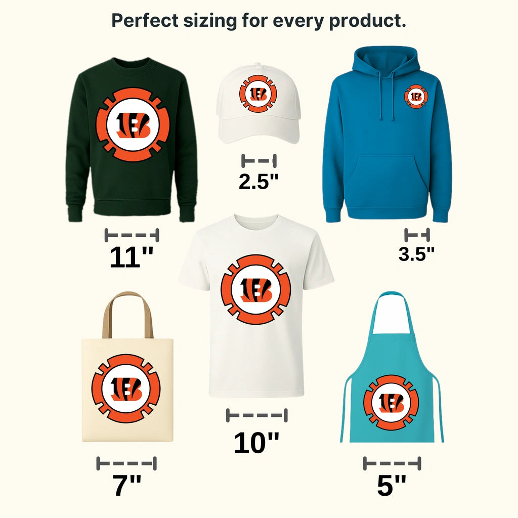 Cincinnati Bengals Gear Cog Emblem NFL Design - DTF Heat Transfer