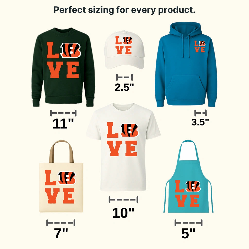 Cincinnati Bengals Love Word Block NFL Design - DTF Heat Transfer