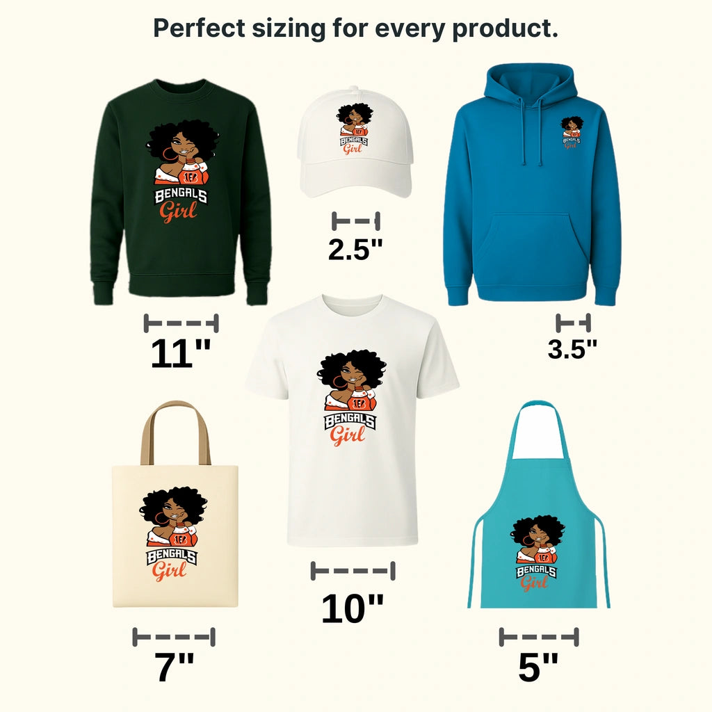 Cincinnati Bengals Girl Illustration NFL Design - DTF Heat Transfer