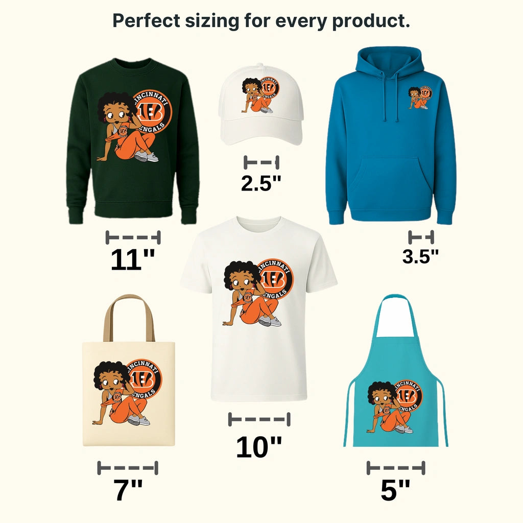 Cincinnati Bengals Pinup Girl Round Emblem NFL Design - DTF Heat Transfer