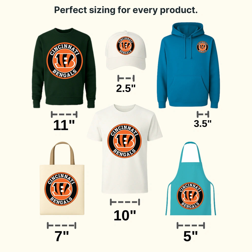 Cincinnati Bengals Round Text Logo NFL Design - DTF Heat Transfer