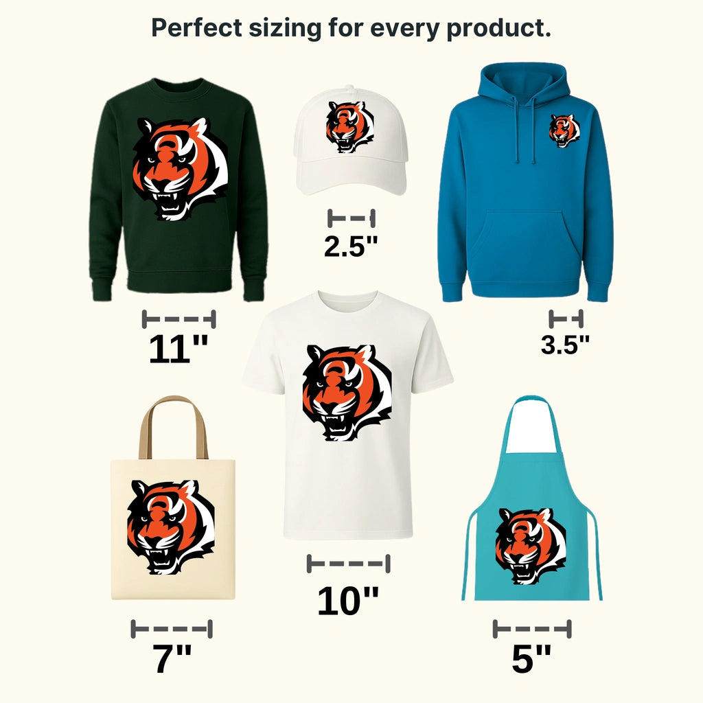 Cincinnati Bengals Fierce Tiger Head NFL Design - DTF Heat Transfer