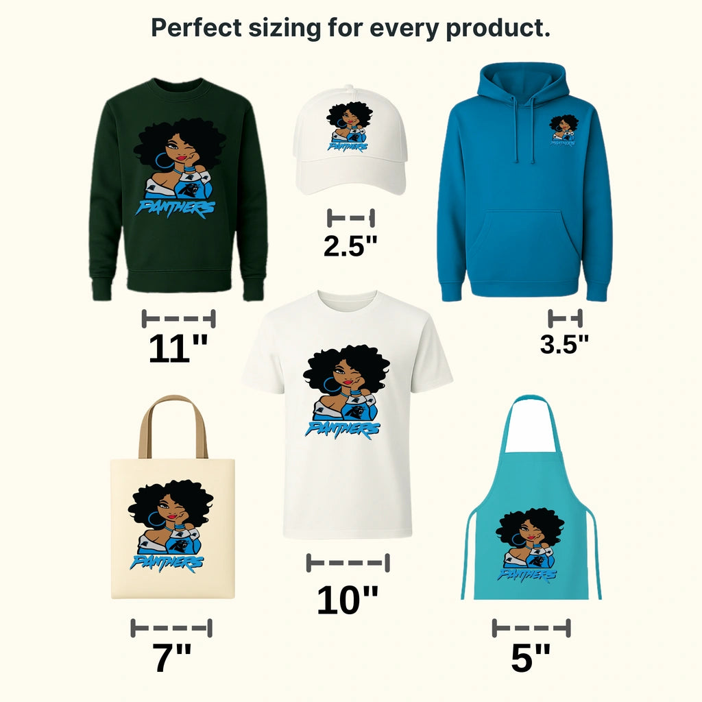 Carolina Panthers Bandit Mask Fan Girl NFL Design - DTF Heat Transfer