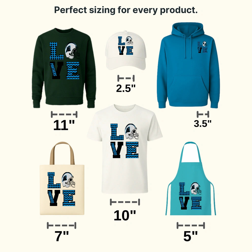Carolina Panthers Love Word Block NFL Design - DTF Heat Transfer