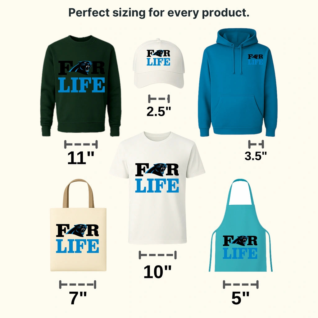 Carolina Panthers For Life Vertical Wordmark NFL Design - DTF Heat Transfer