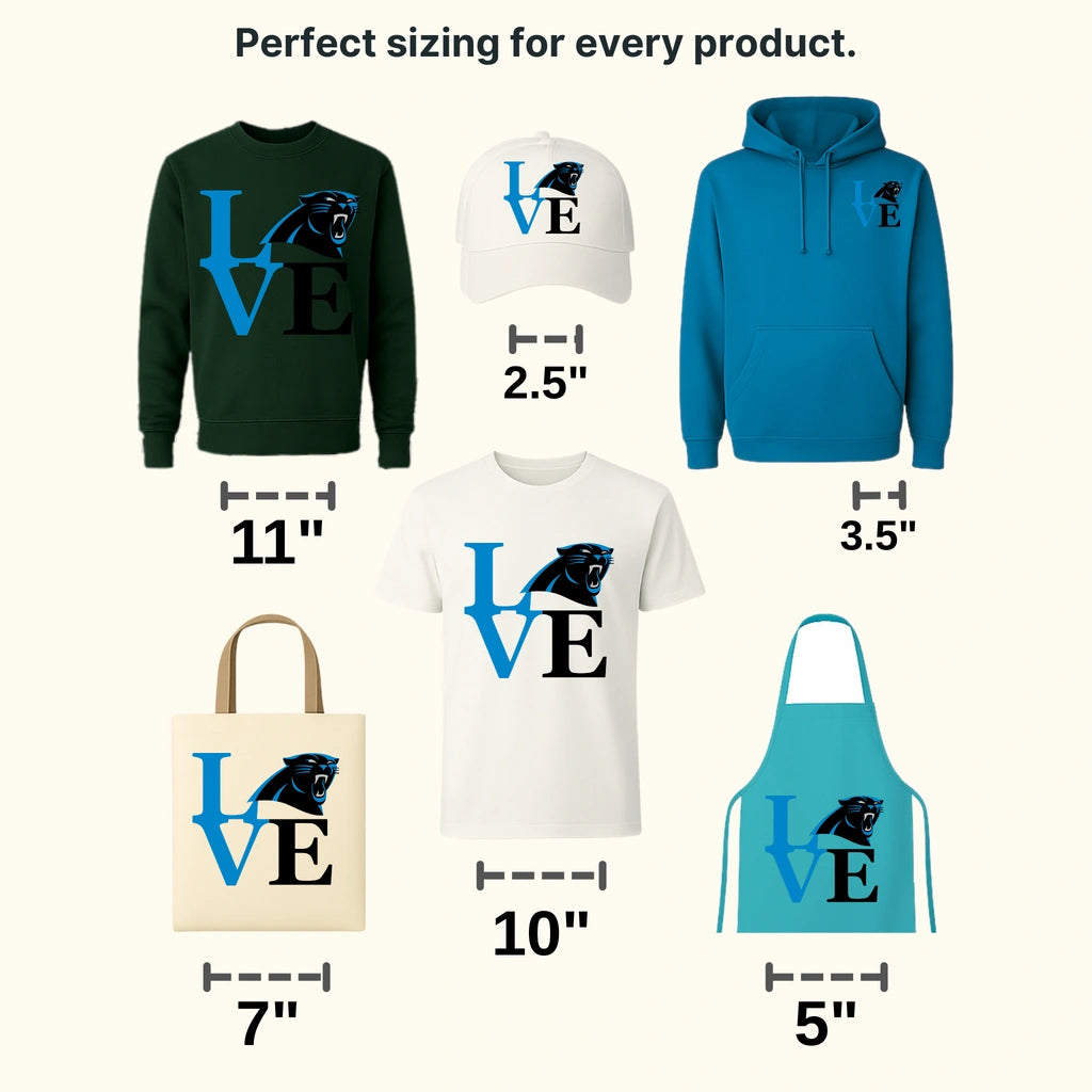 Carolina Panthers Love Vertical Wordmark NFL Design - DTF Heat Transfer