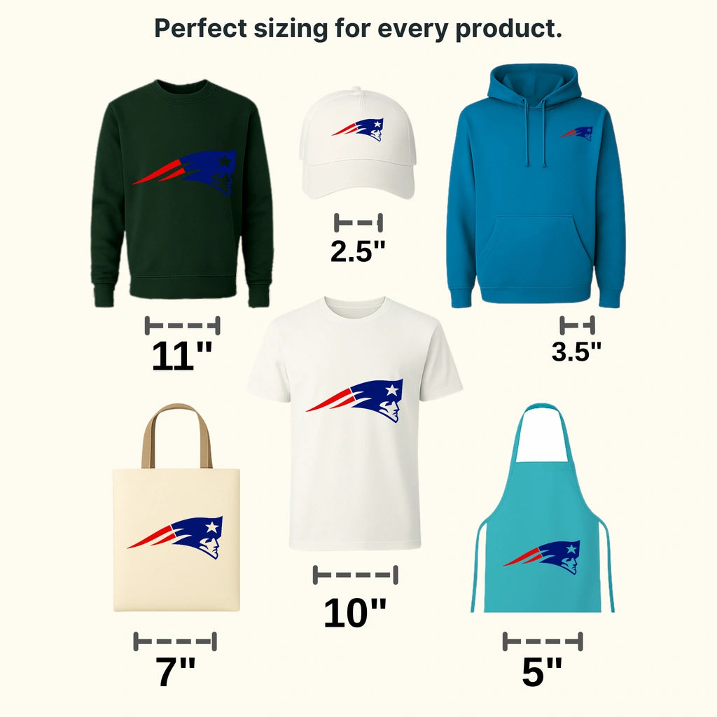 New England Patriots streamlined pennant with star outline, NFL design - DTF Heat Transfer