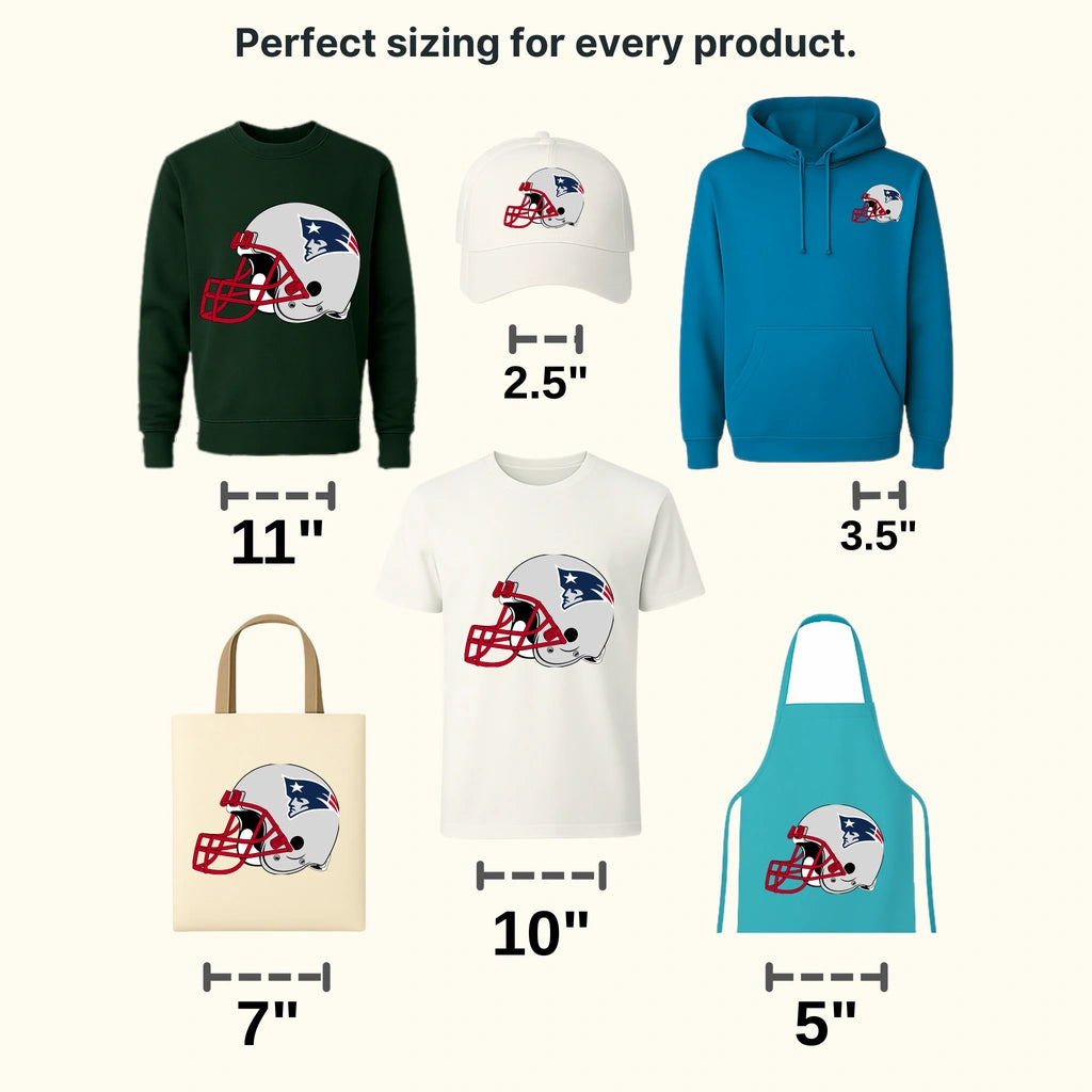 New England Patriots detailed football helmet illustration, NFL design - DTF Heat Transfer