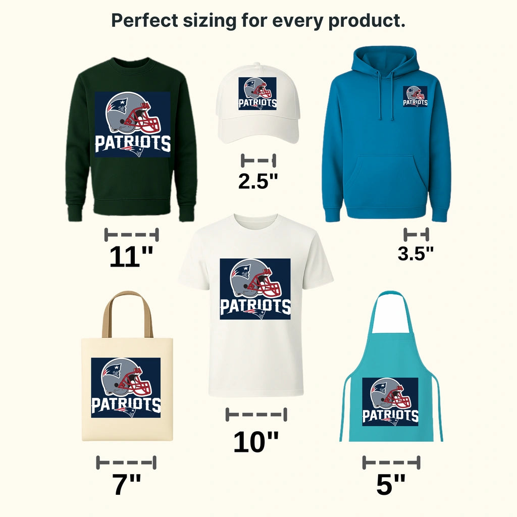 New England Patriots secondary helmet side profile graphic, NFL design - DTF Heat Transfer