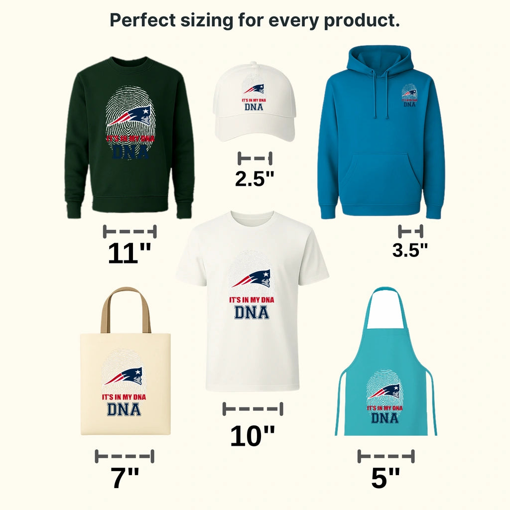 New England Patriots fingerprint pattern overlaying head silhouette, NFL design - DTF Heat Transfer