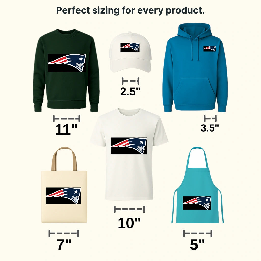 New England Patriots clean head silhouette beside team name, NFL design - DTF Heat Transfer