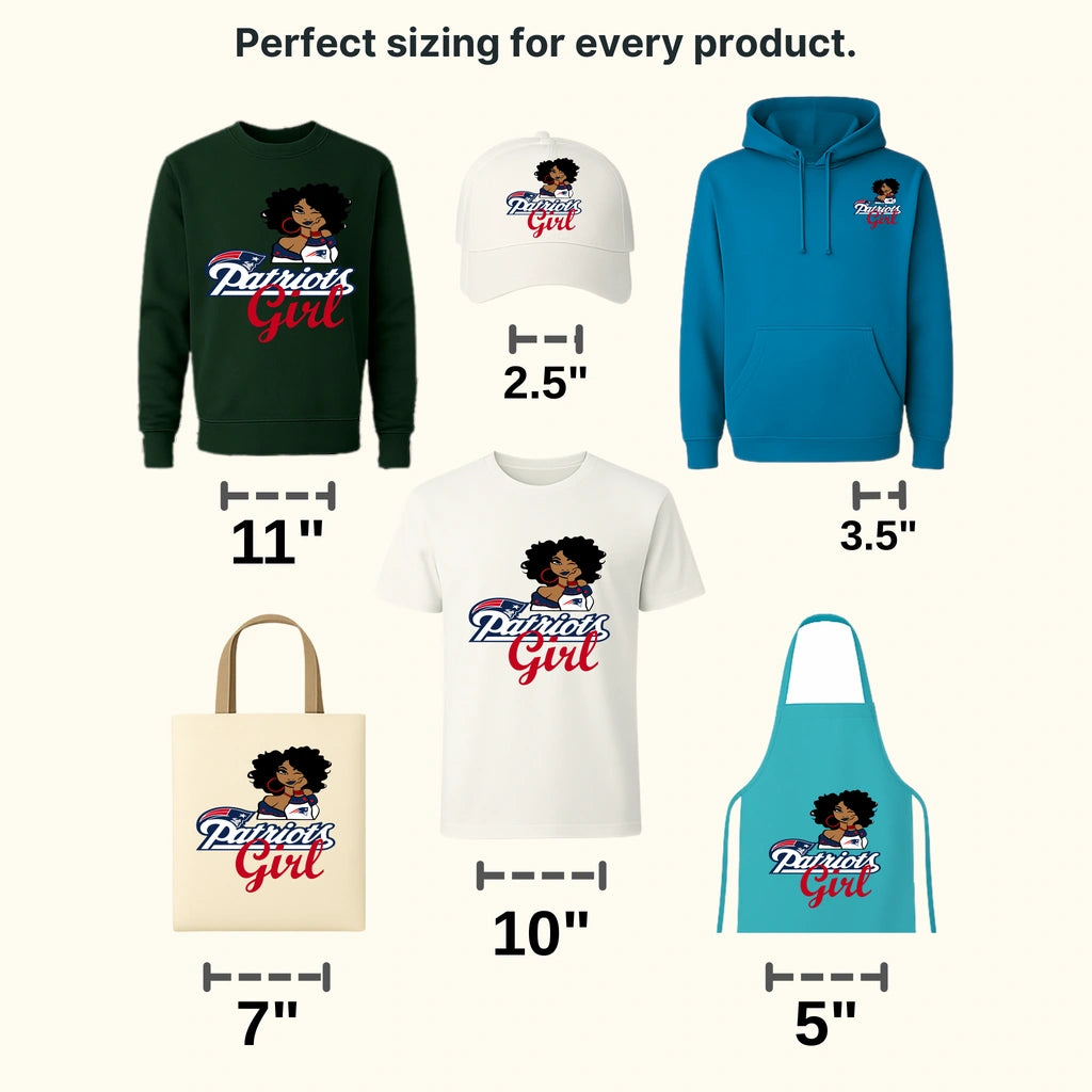 New England Patriots “Patriots Girl” female fan script design, NFL design - DTF Heat Transfer