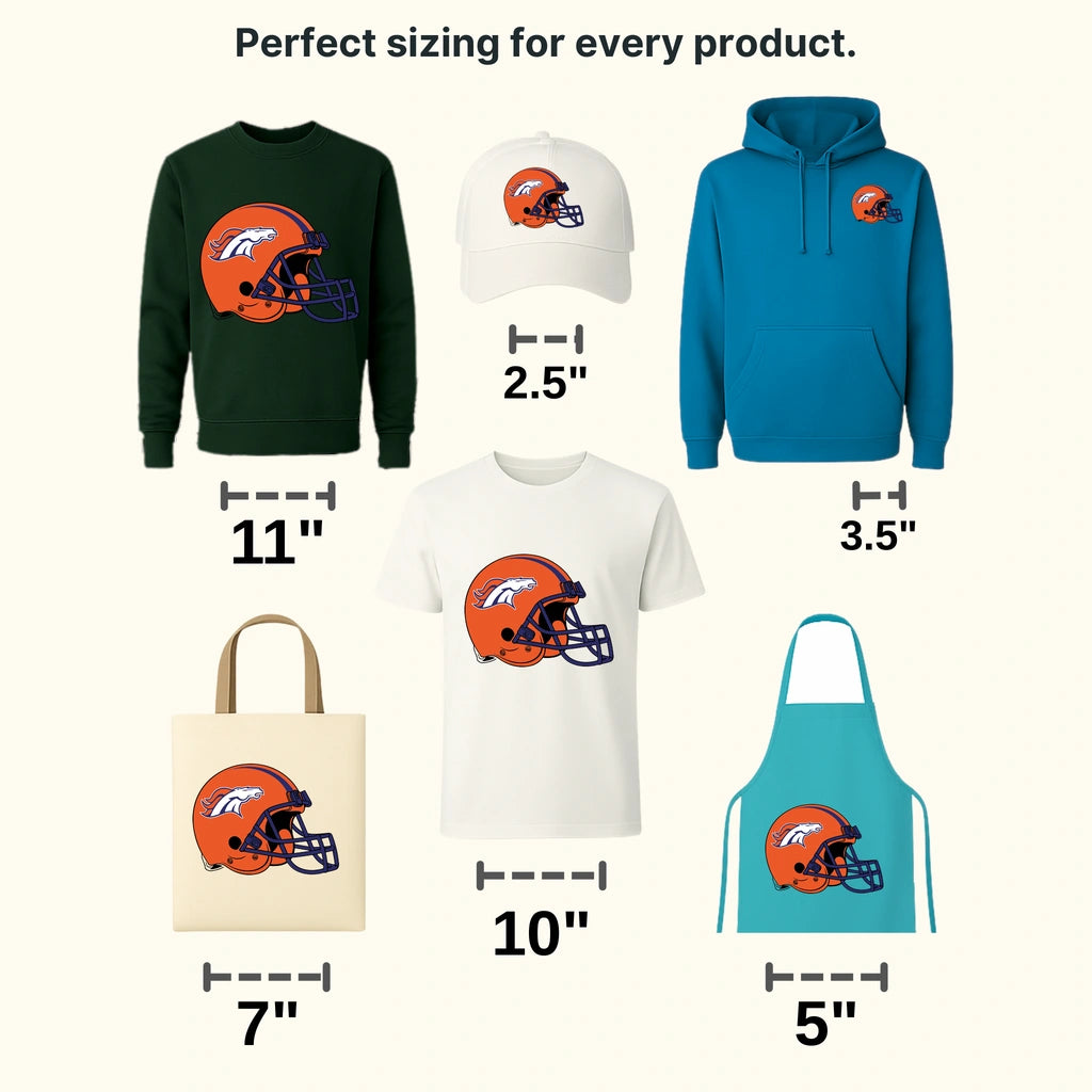 Denver Broncos Side Profile Helmet NFL Design - DTF Heat Transfer