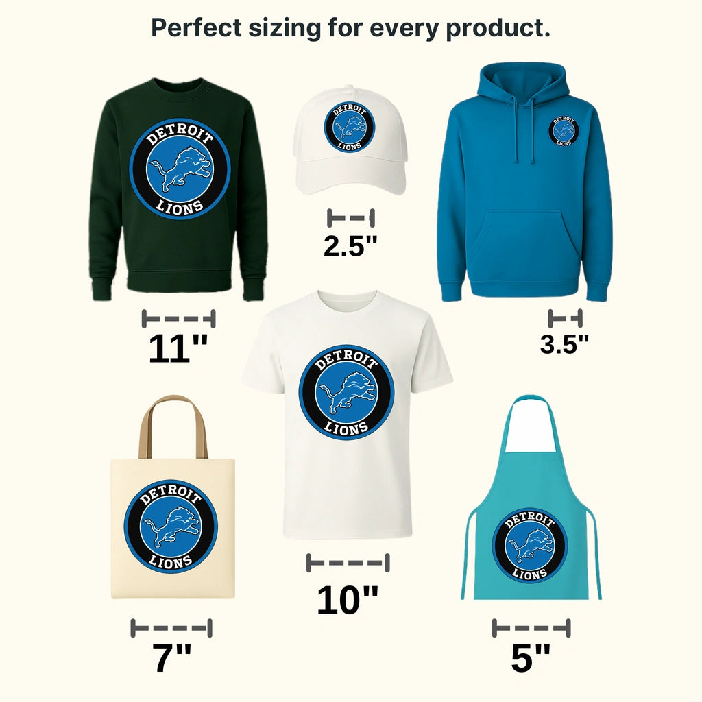 Detroit Lions Abstract Lion Circle Crest NFL Design - DTF Heat Transfer