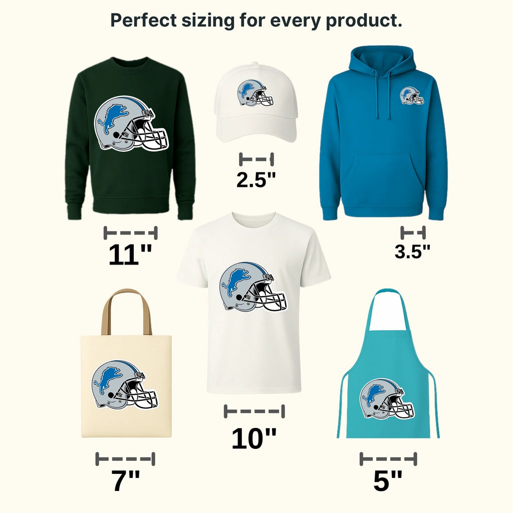Detroit Lions Side Profile Helmet NFL Design - DTF Heat Transfer