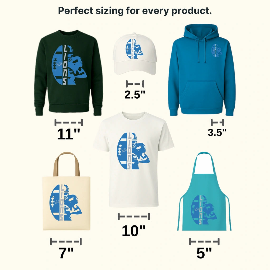 Detroit Lions Side Profile Player Cutout Logo NFL Design - DTF Heat Transfer