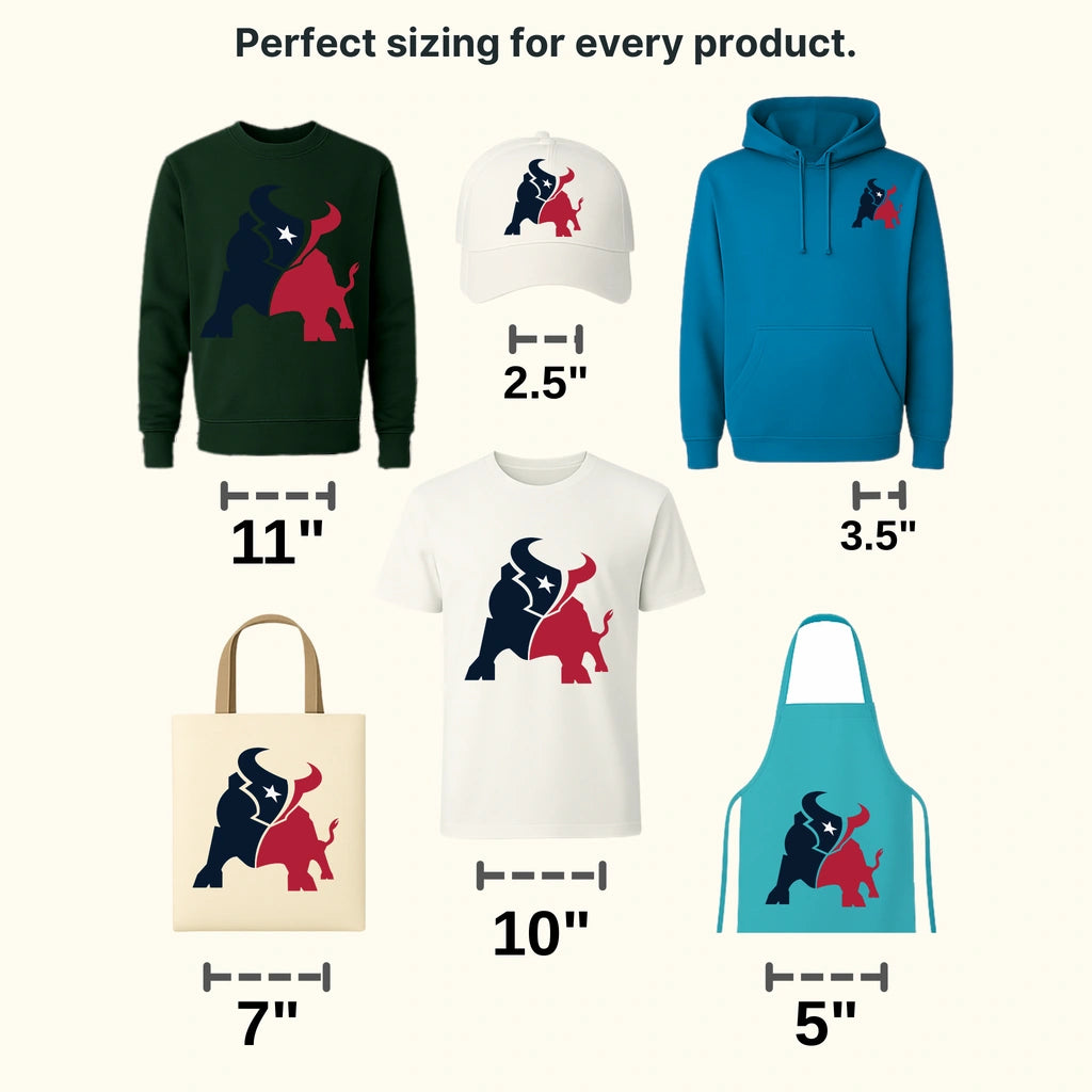 Houston Texans Texas & Bull Silhouette Logo NFL Design - DTF Heat Transfer