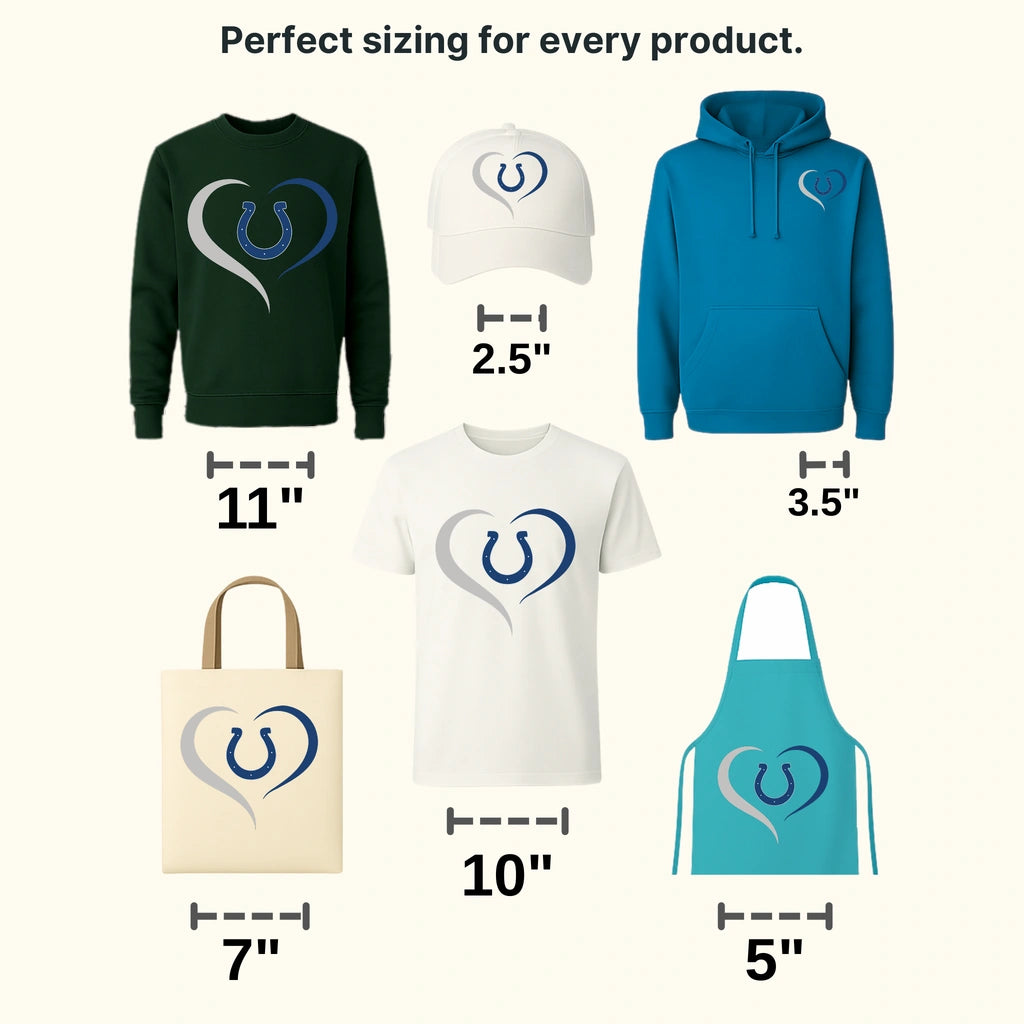 Indianapolis Colts Heartbeat Gauge Horseshoe Logo NFL Design - DTF Heat Transfer