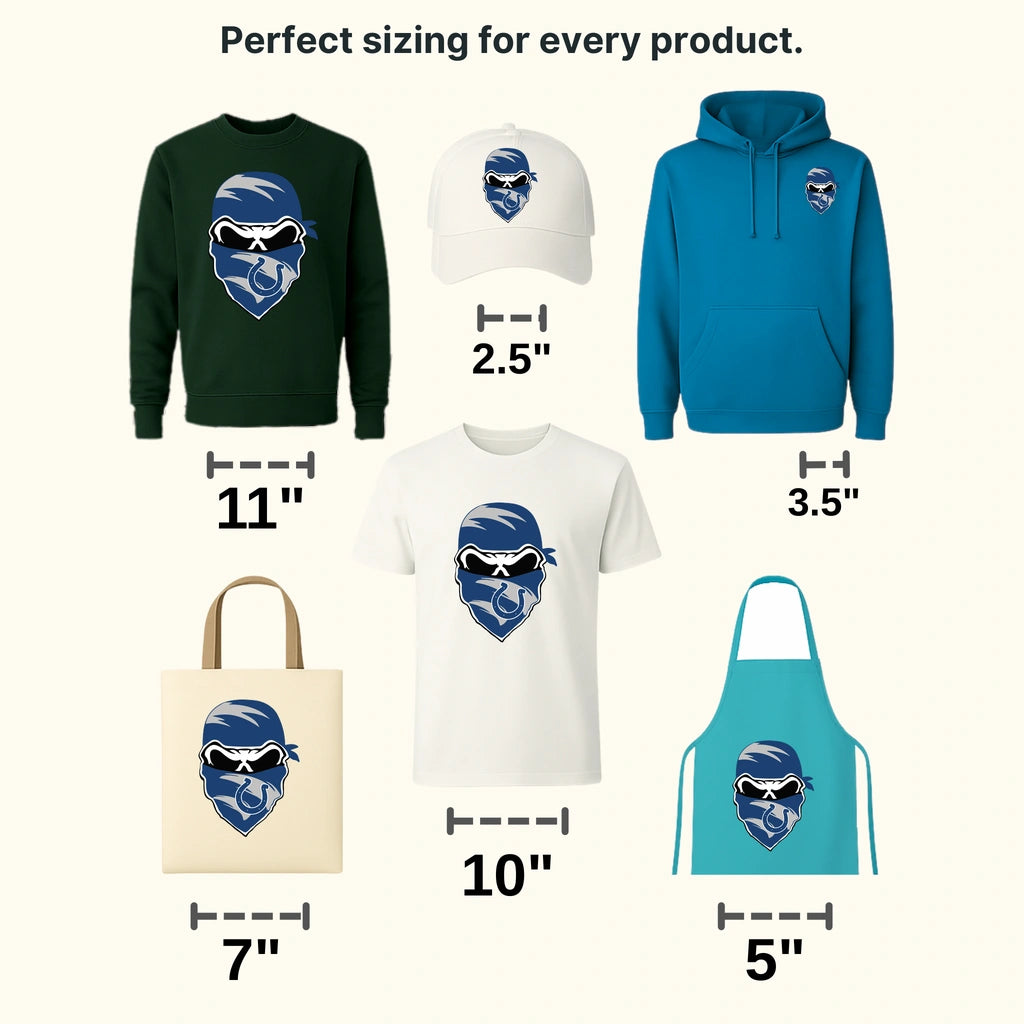 Indianapolis Colts Bandit‑Mask Face Logo NFL Design - DTF Heat Transfer