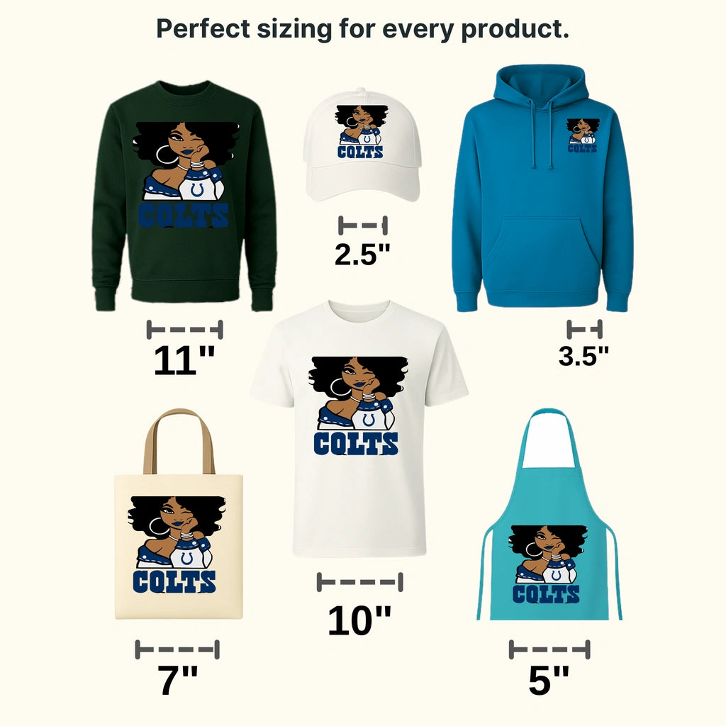 Indianapolis Colts Pin‑up Girl Illustration NFL Design - DTF Heat Transfer