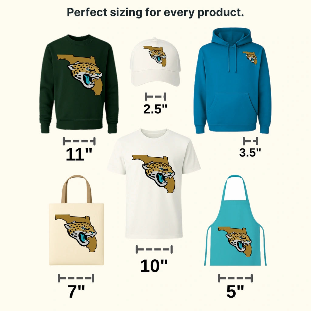 Jacksonville Jaguars Florida Map Head Logo NFL Design - DTF Heat Transfer