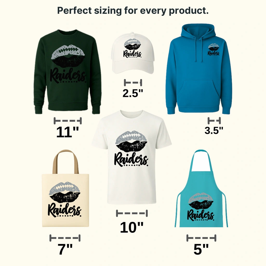 Las Vegas Raiders dripping lips graphic with “Raiders” text below, NFL design - DTF Heat Transfer