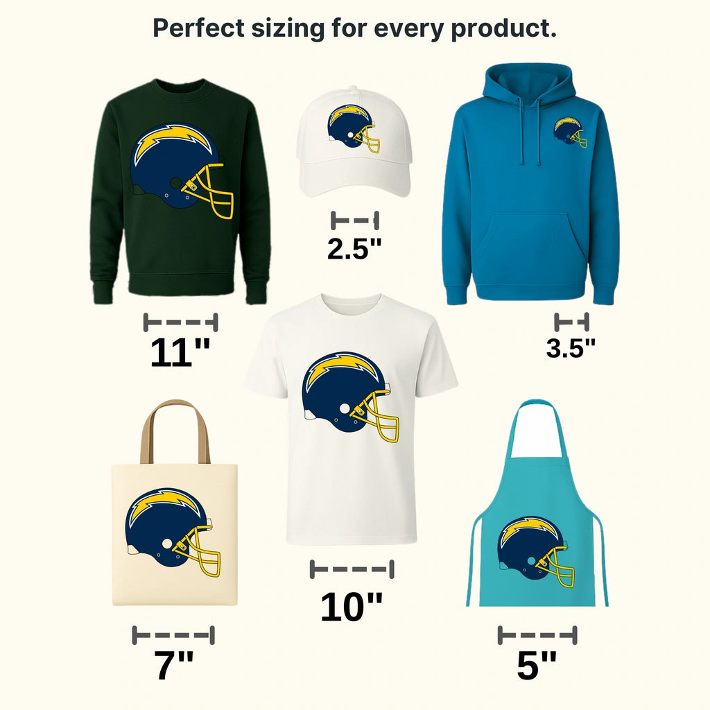 Los Angeles Chargers Helmet Profile NFL Design - DTF Heat Transfer