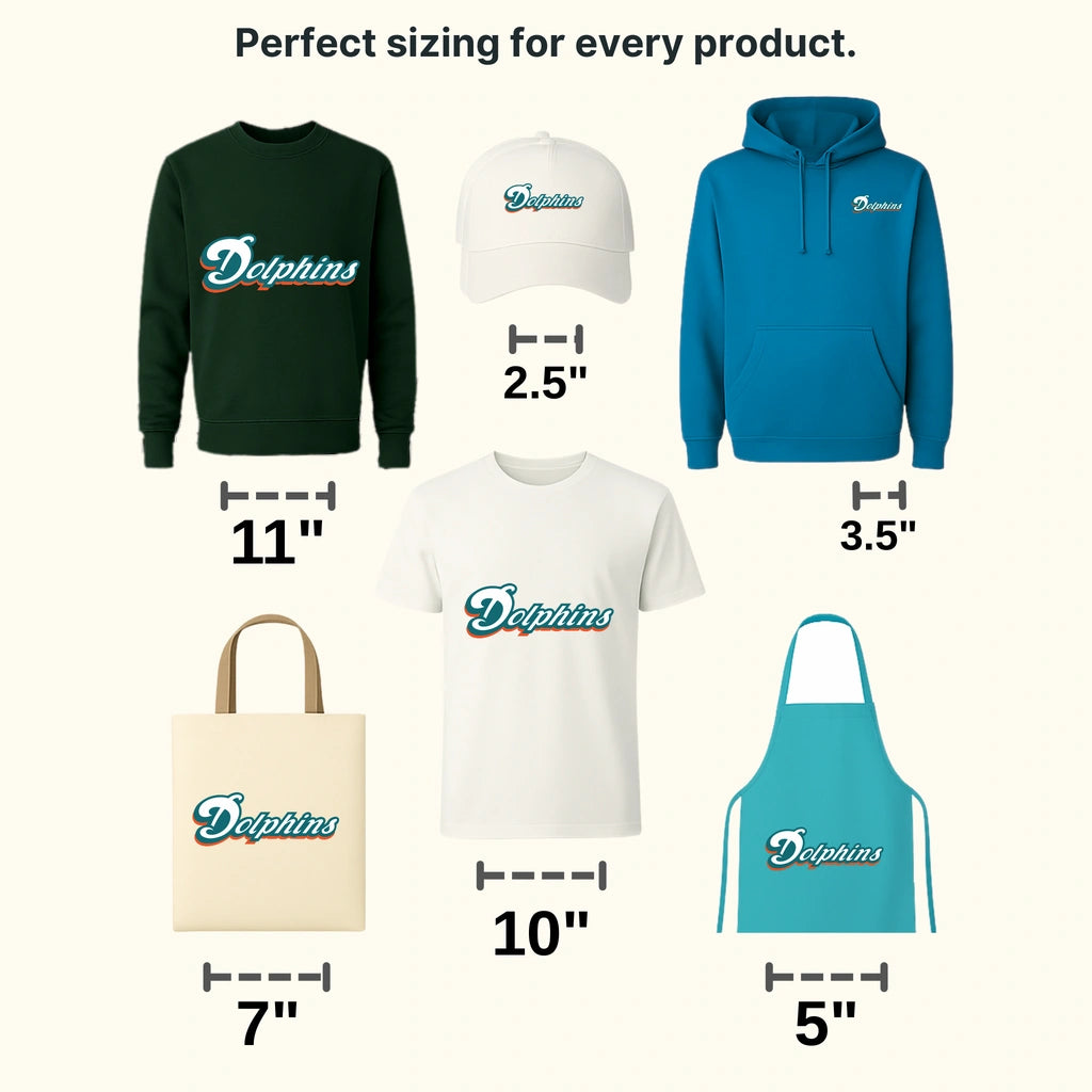 Miami Dolphins Classic Script Logo NFL Design - DTF Heat Transfer