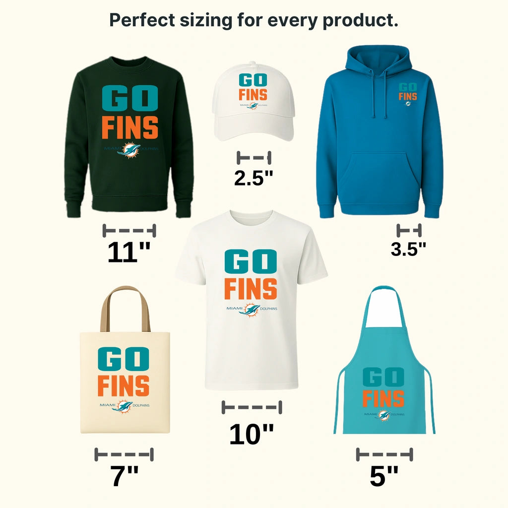 Miami Dolphins Go Fins Wordmark NFL Design - DTF Heat Transfer