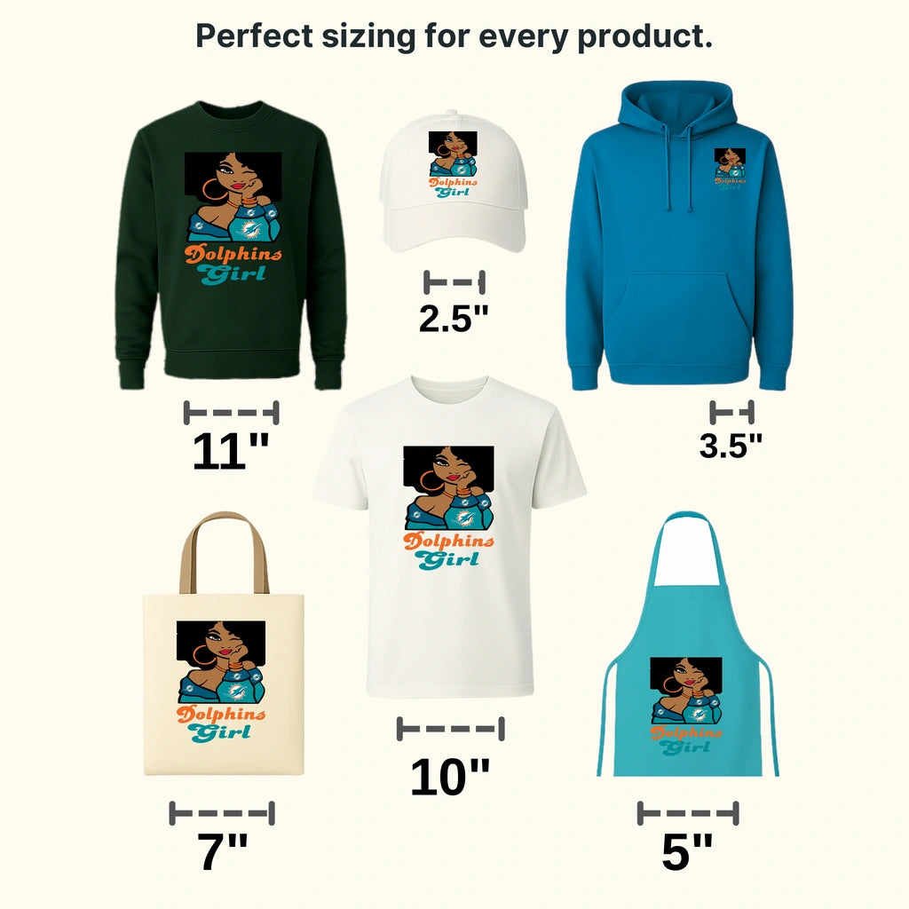 Miami Dolphins Pin-up Girl Illustration NFL Design - DTF Heat Transfer