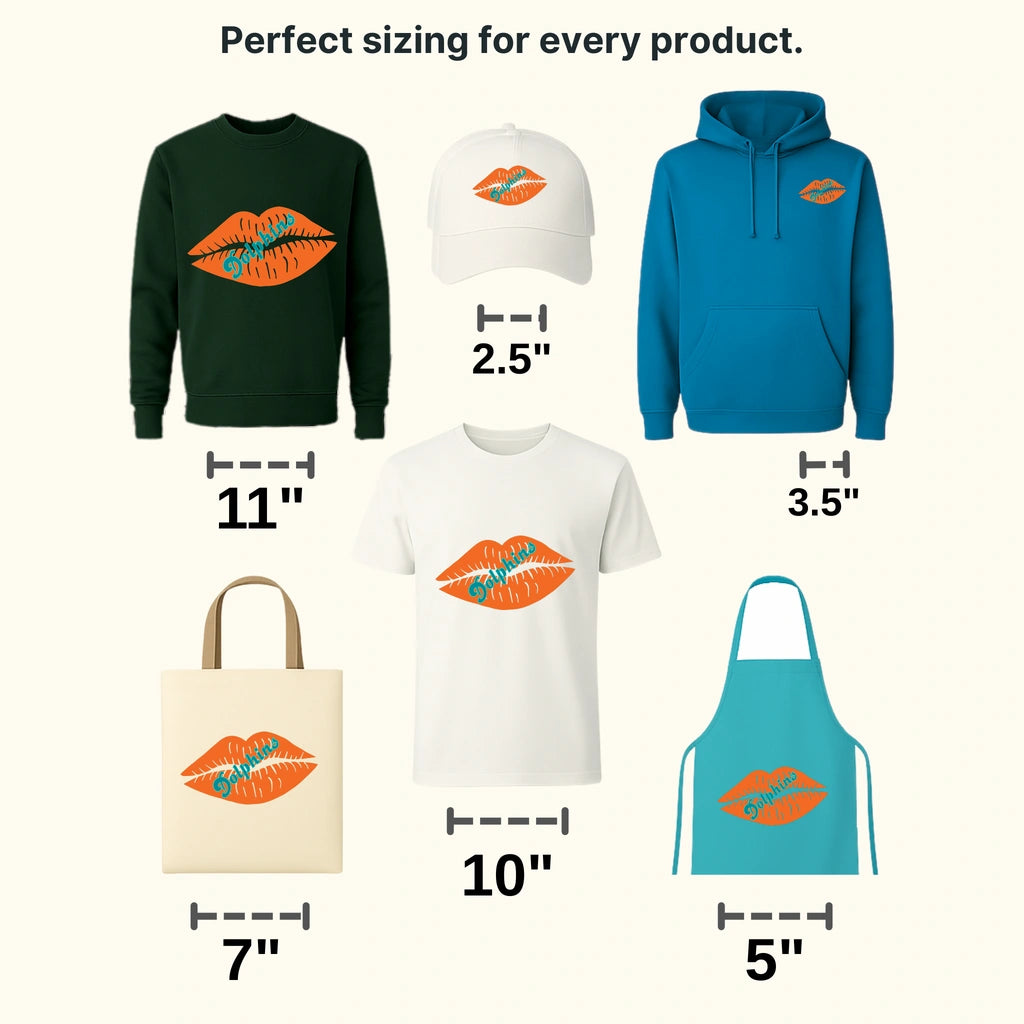 Miami Dolphins Dolphins Kiss Lips Wordmark NFL Design - DTF Heat Transfer