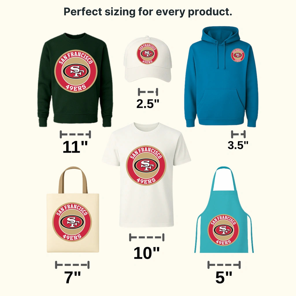 San Francisco 49ers Circular “San Francisco 49ers” Text Badge NFL Design - DTF Heat Transfer