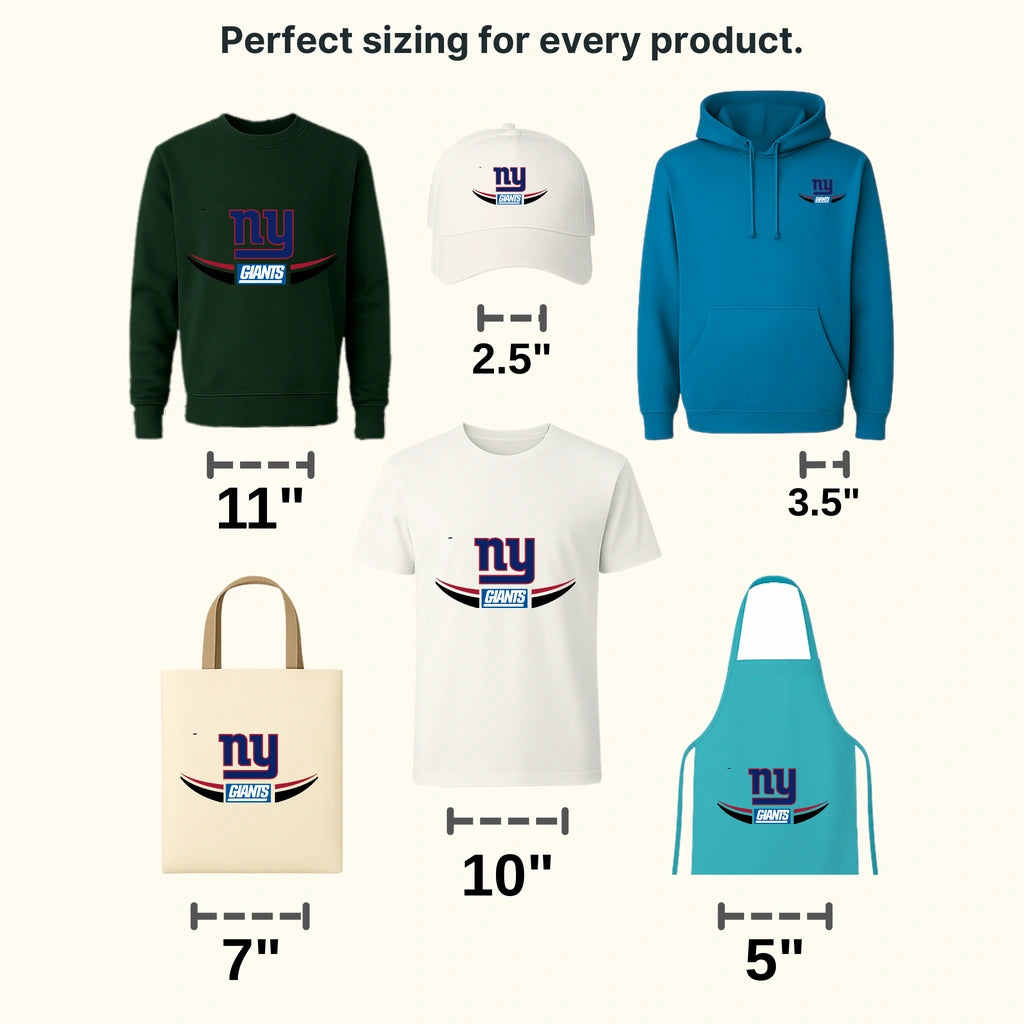 New York Giants “Giants” in script over swoosh, NFL design - DTF Heat Transfer