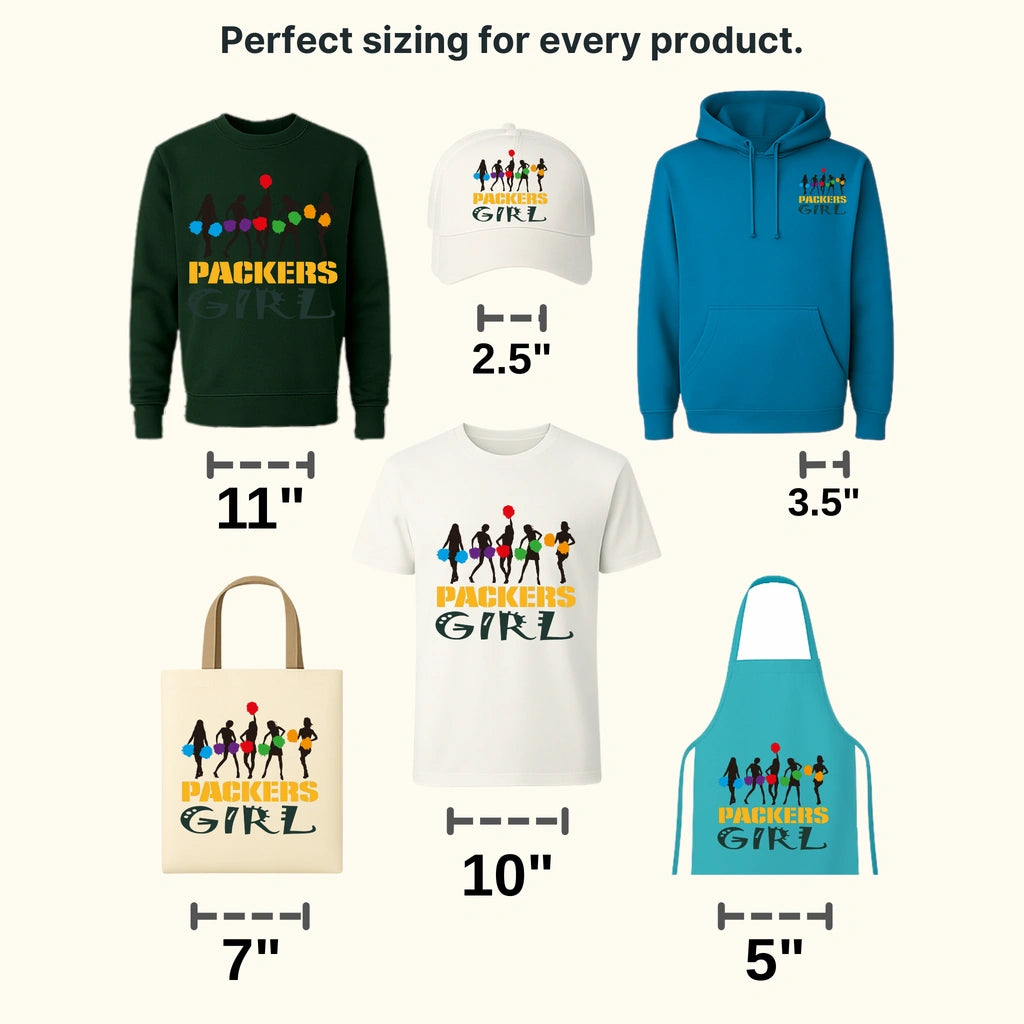 Green Bay Packers “PACKERS GIRL” text with festive lights, NFL design - DTF Heat Transfer