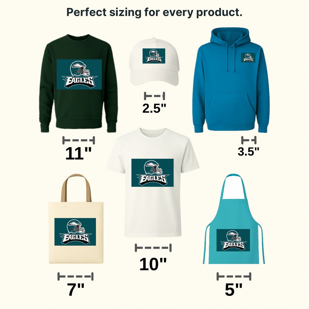 Philadelphia Eagles horizontal badge with helmet and ‘EAGLES’ wordmark, NFL design - DTF Heat Transfer