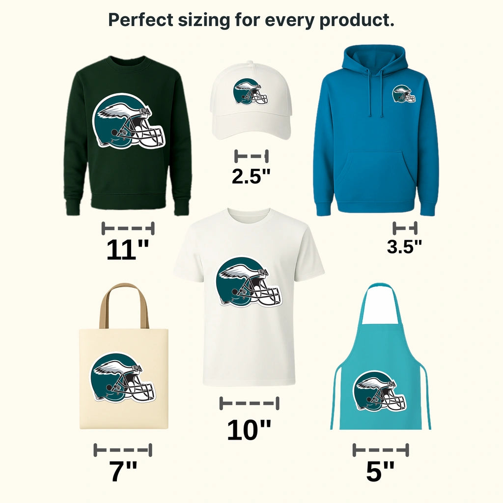 Philadelphia Eagles side‑view helmet with wing decal, NFL design - DTF Heat Transfer