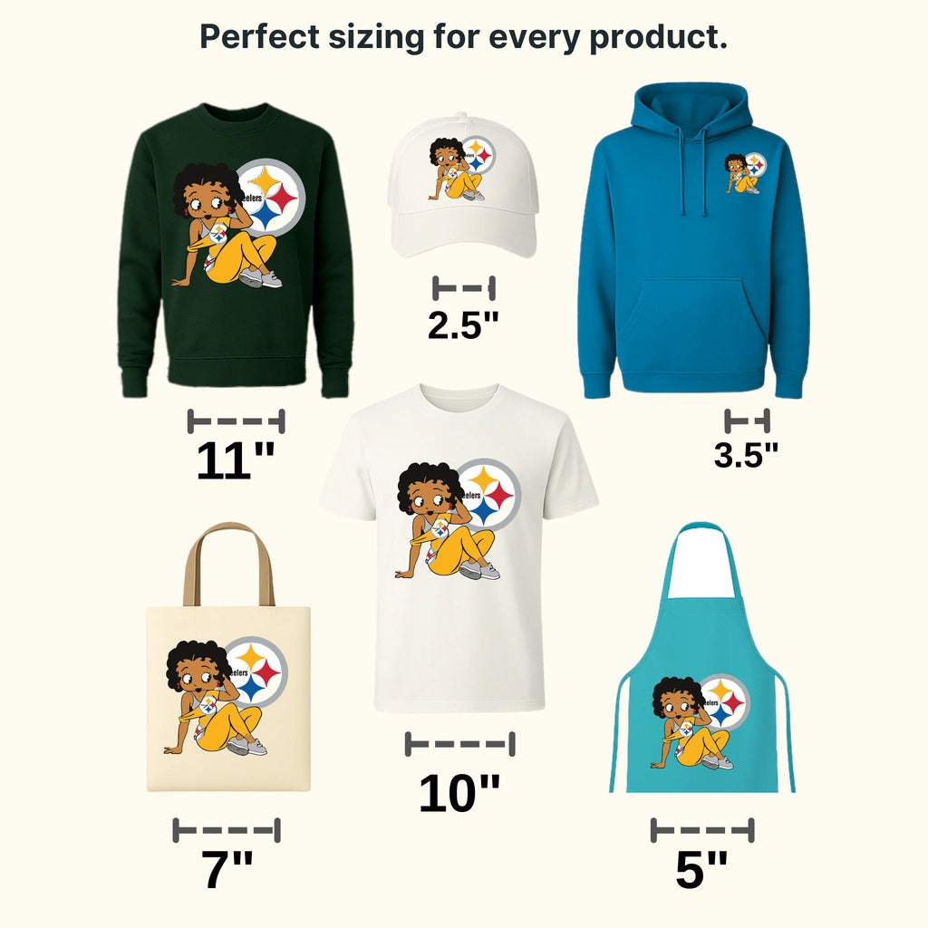 Pittsburgh Steelers seated fan hugging logo circle, NFL design - DTF Heat Transfer