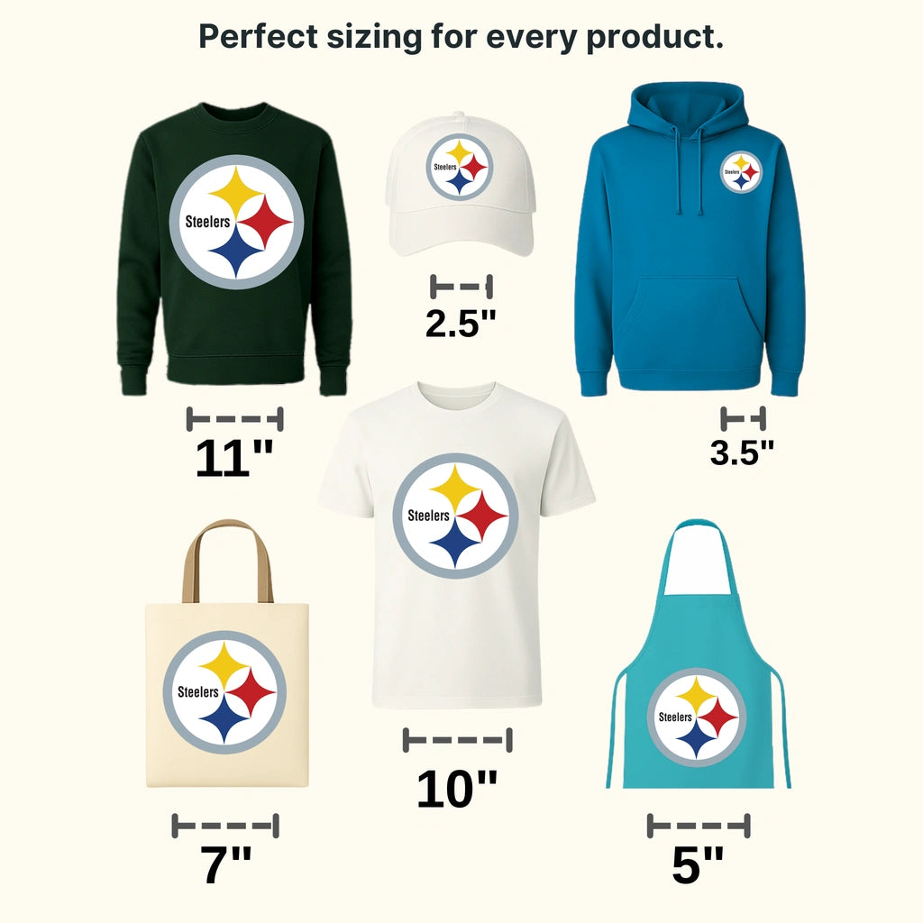 Pittsburgh Steelers retro circular crest with “Pittsburgh Steelers” text, NFL design - DTF Heat Transfer