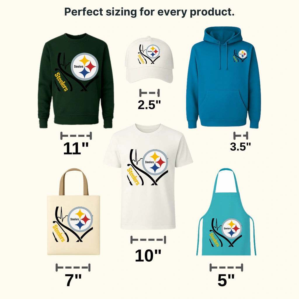 Pittsburgh Steelers sugar skull with floral star details, NFL design - DTF Heat Transfer