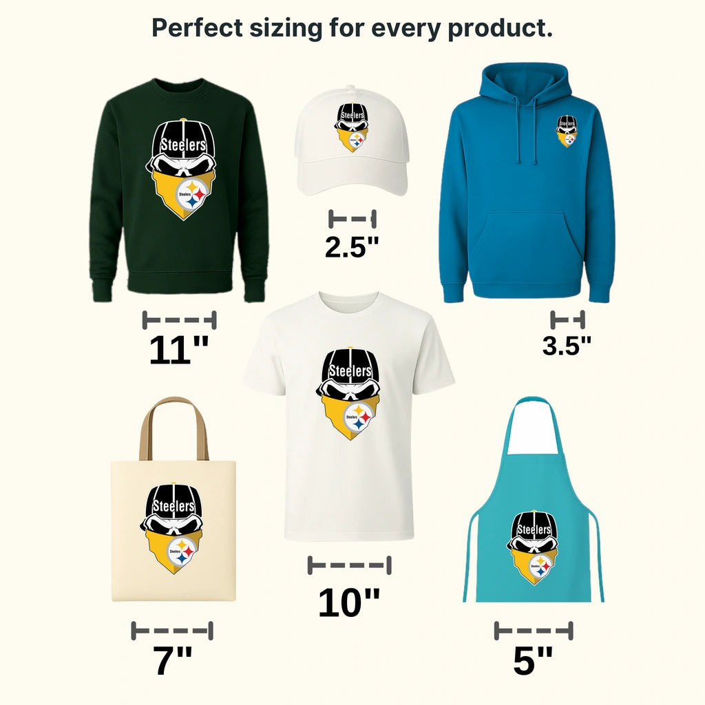 Pittsburgh Steelers curved heart swirl around star emblem, NFL design - DTF Heat Transfer