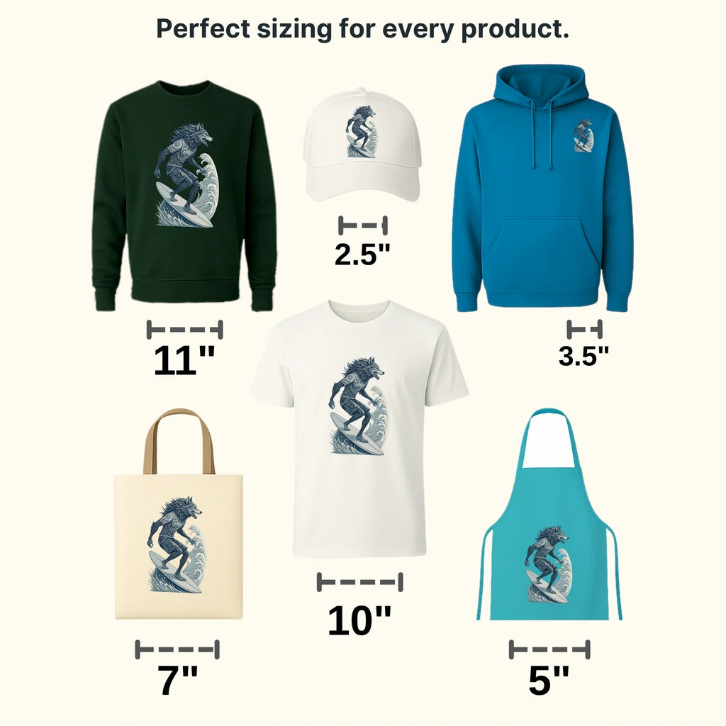 Wolf Surfer Surfing Design - DTF Heat Transfers